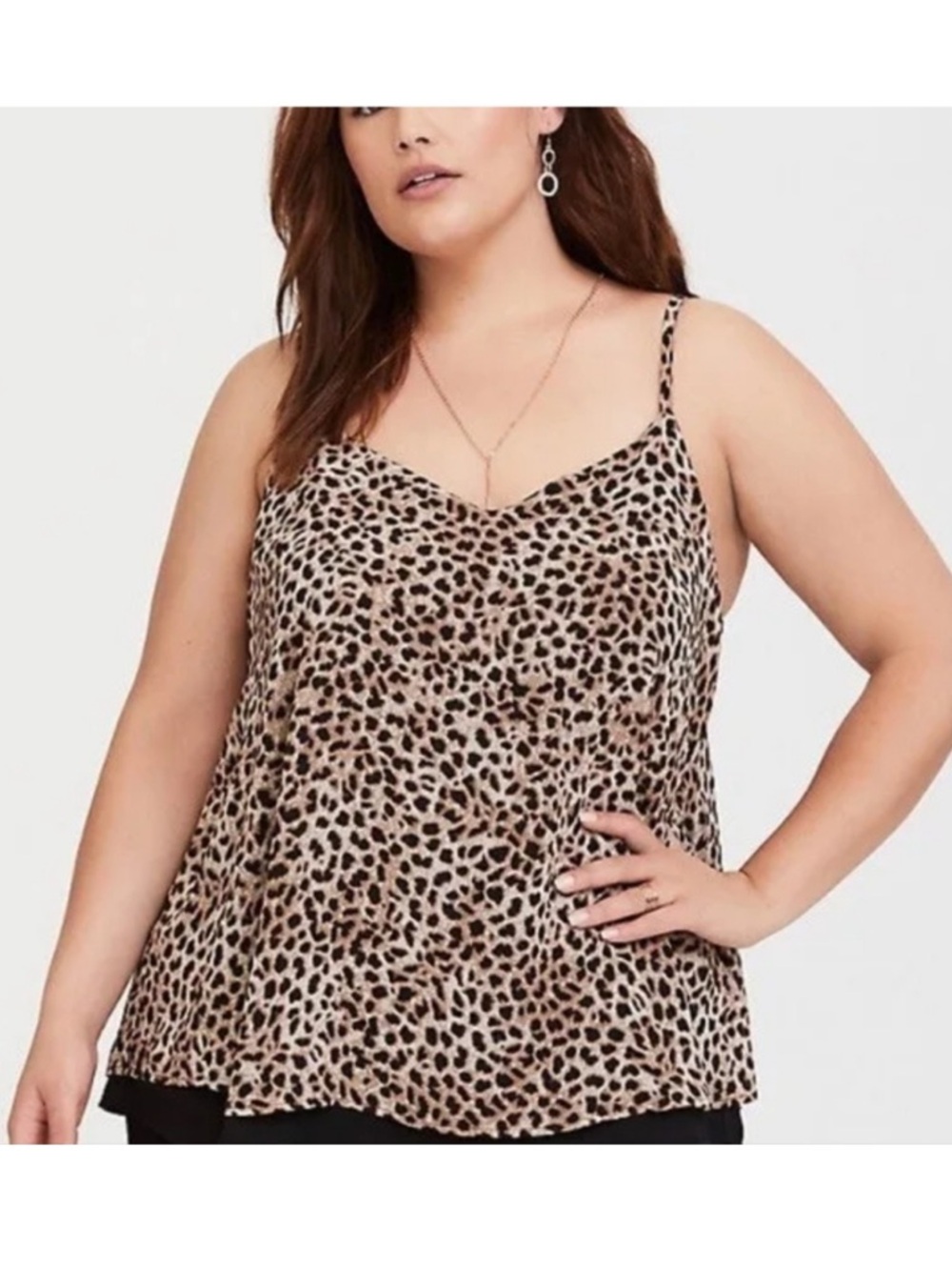 torrid Leopard Print V-Neck Spaghetti Strap Cami - Beige/Black
